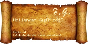 Hollender Győző névjegykártya